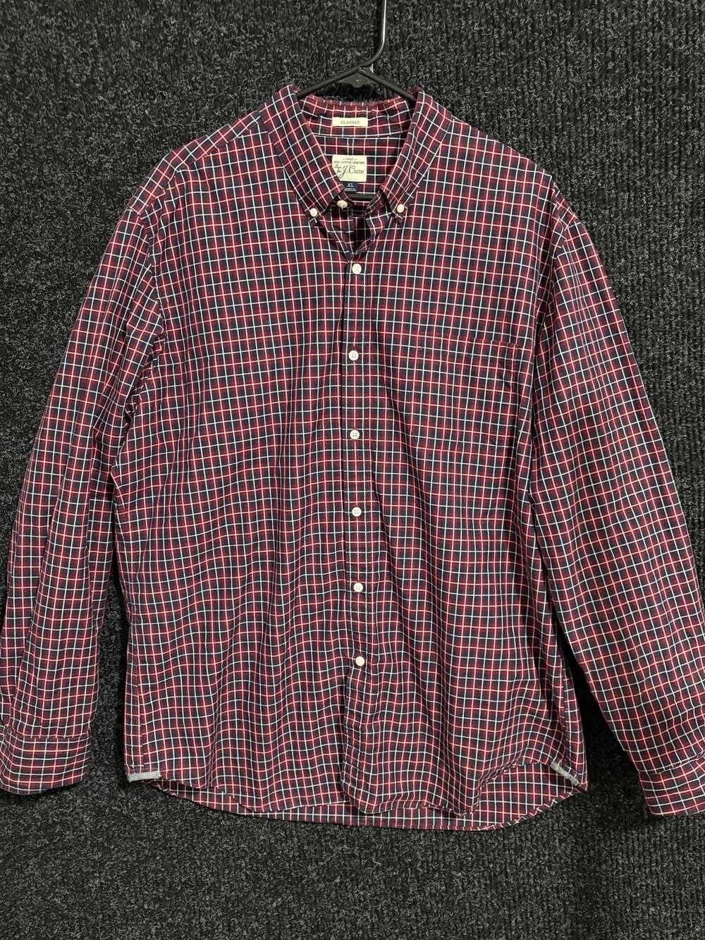 J.Crew Men's  Classic Fit Red and Blue Plaid Long Sleeve Button Down Shirt XL